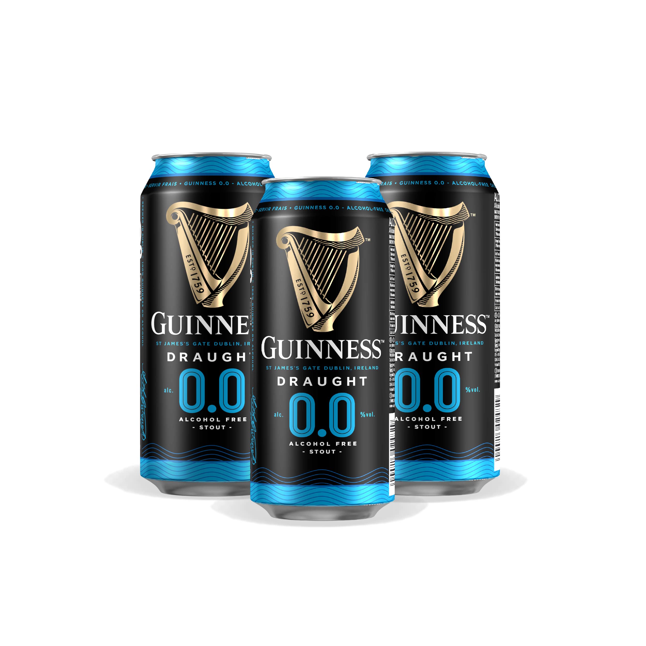 Guinness Draught 0.0 Cerveza Negra irlandesa, Pack Lata, 24 x 44 cl