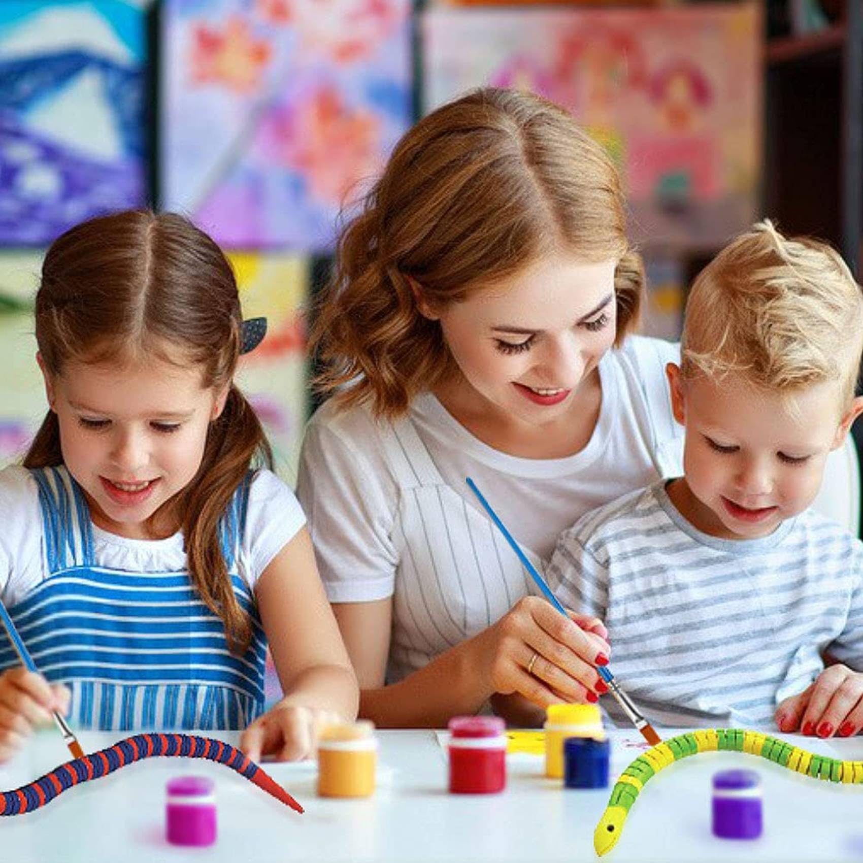 100 Sztuk 12 Cal Niedokończone Drewniane Wiggly Węże Łączone Elastyczne Drewniane Wąż Pusty Model Zwierzęcia Zabawki Rzemieślnicze dla Sztuki