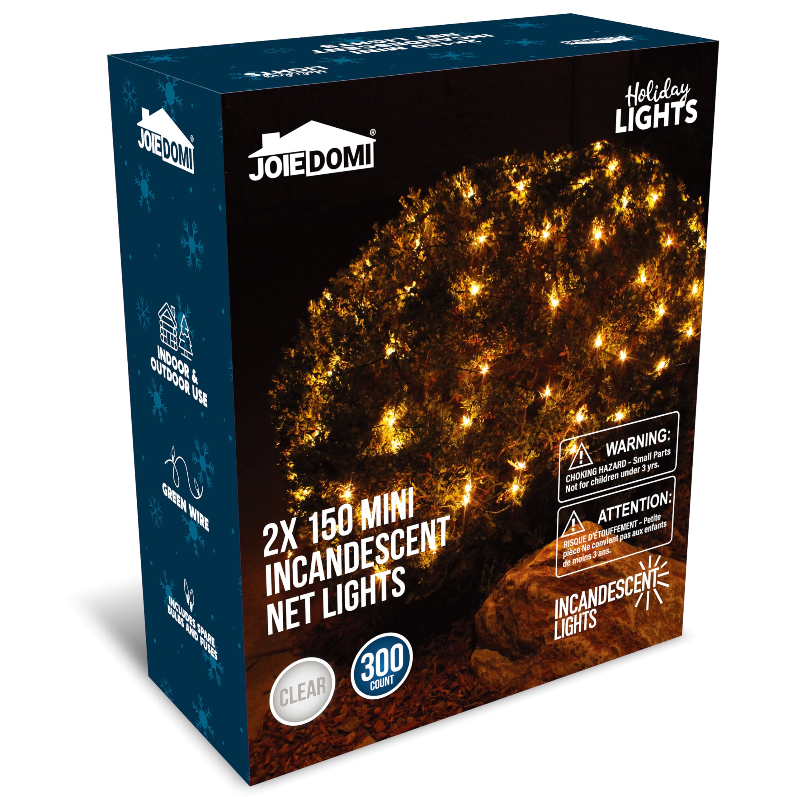 Joiedomi 2 Packs of 150 Warm White Christmas Net Lights for Indoor & Outdoor Decorations, Christmas Events, Christmas Eve Night Decor, Christmas Tree, Bushes