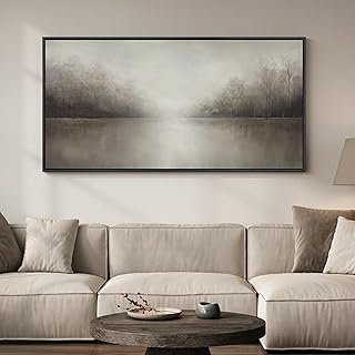 Framed Abstract Landscape Wall Art for Living Room, Extra Large Brown Mi...