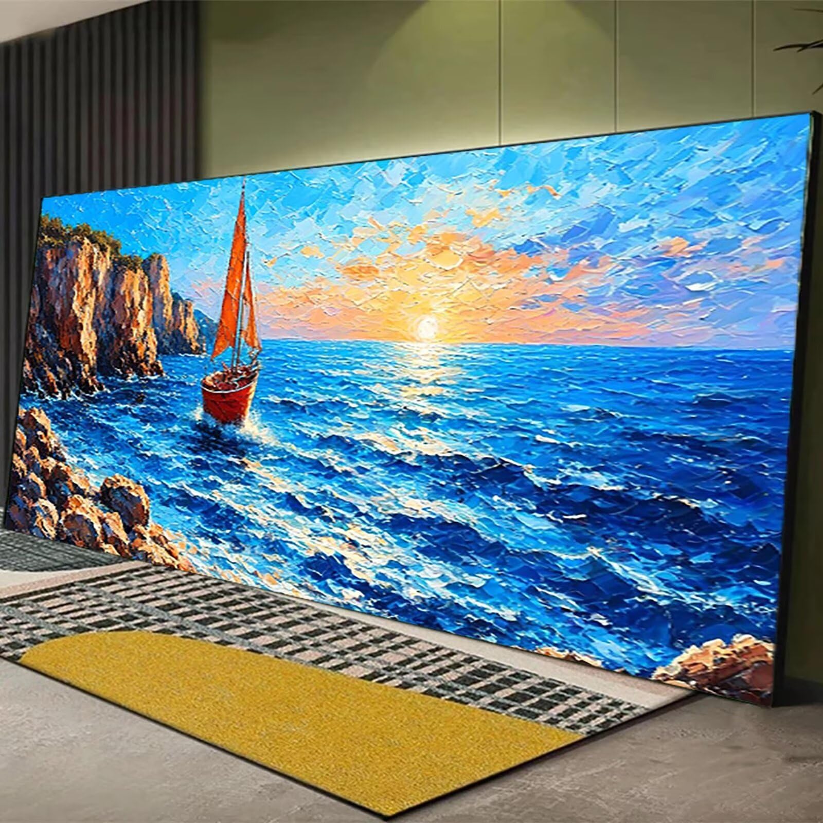 Malen Nach Zahlen für Kinder, Erwachsene und Anfänger, DIY Malen Nach Zahlen Landschaft für Mädchen und Jungen, Meer (90x180cm), Ohne Rahmen - Kinder über 6 Jahre DIY Handgemalt Gemälde Kit 3-C