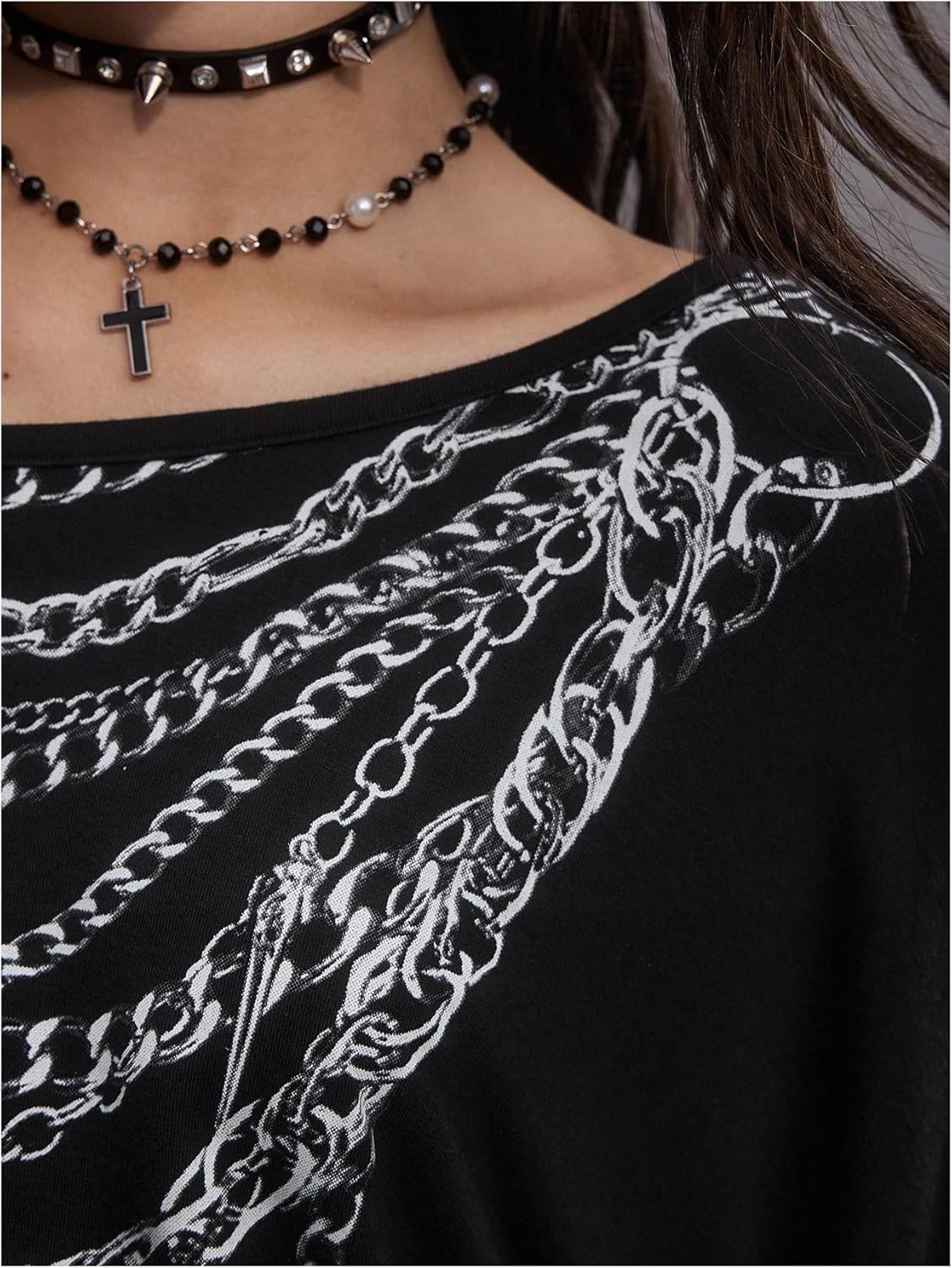 MakeMeChic Women's Y2K Punk Tees Long Sleeve Asymmetrical One Shoulder Fitted Tops - Image 6