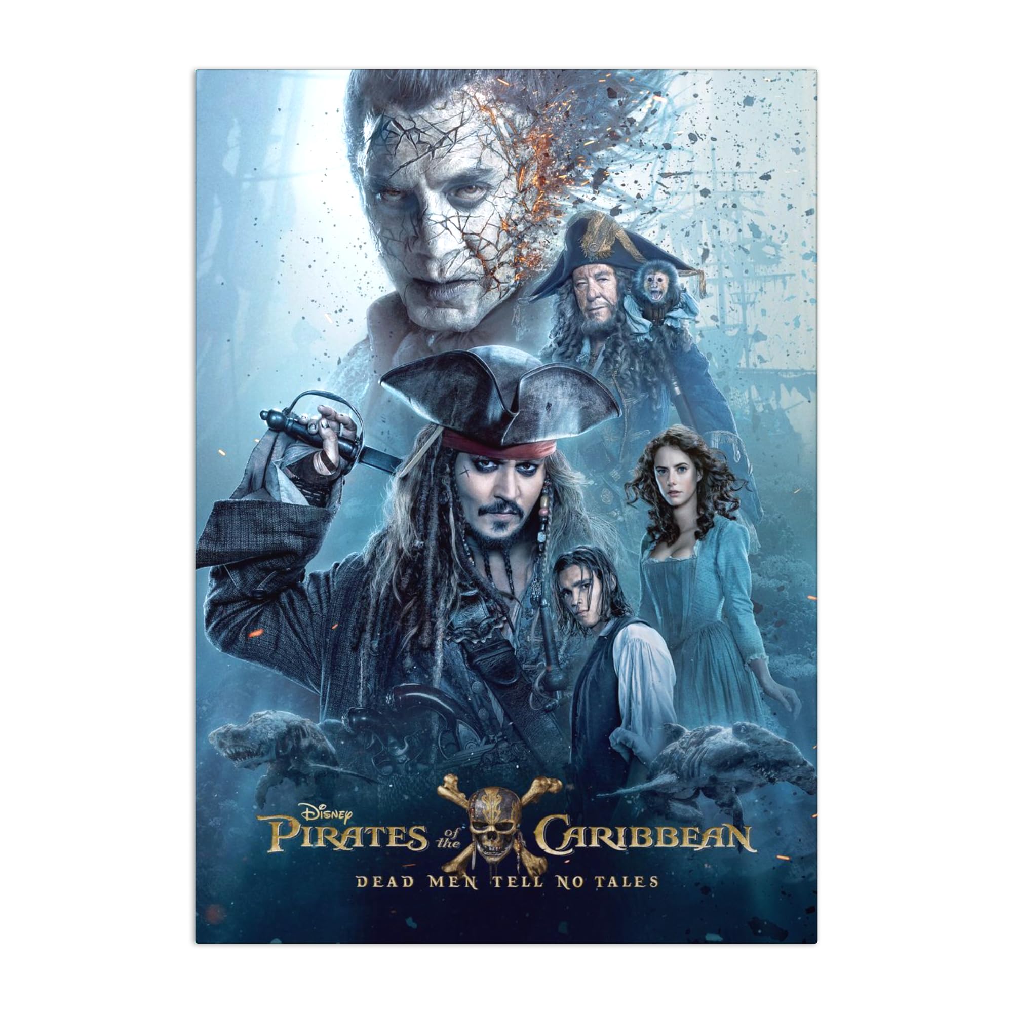 Displate Poster in metallo Disney - Pirati dei Caraibi - Dead Men Tell No Tales - Decorazione per camera da letto - Regalo da collezione - Decorazioni di alta qualità da parete, poster del film, 48 x