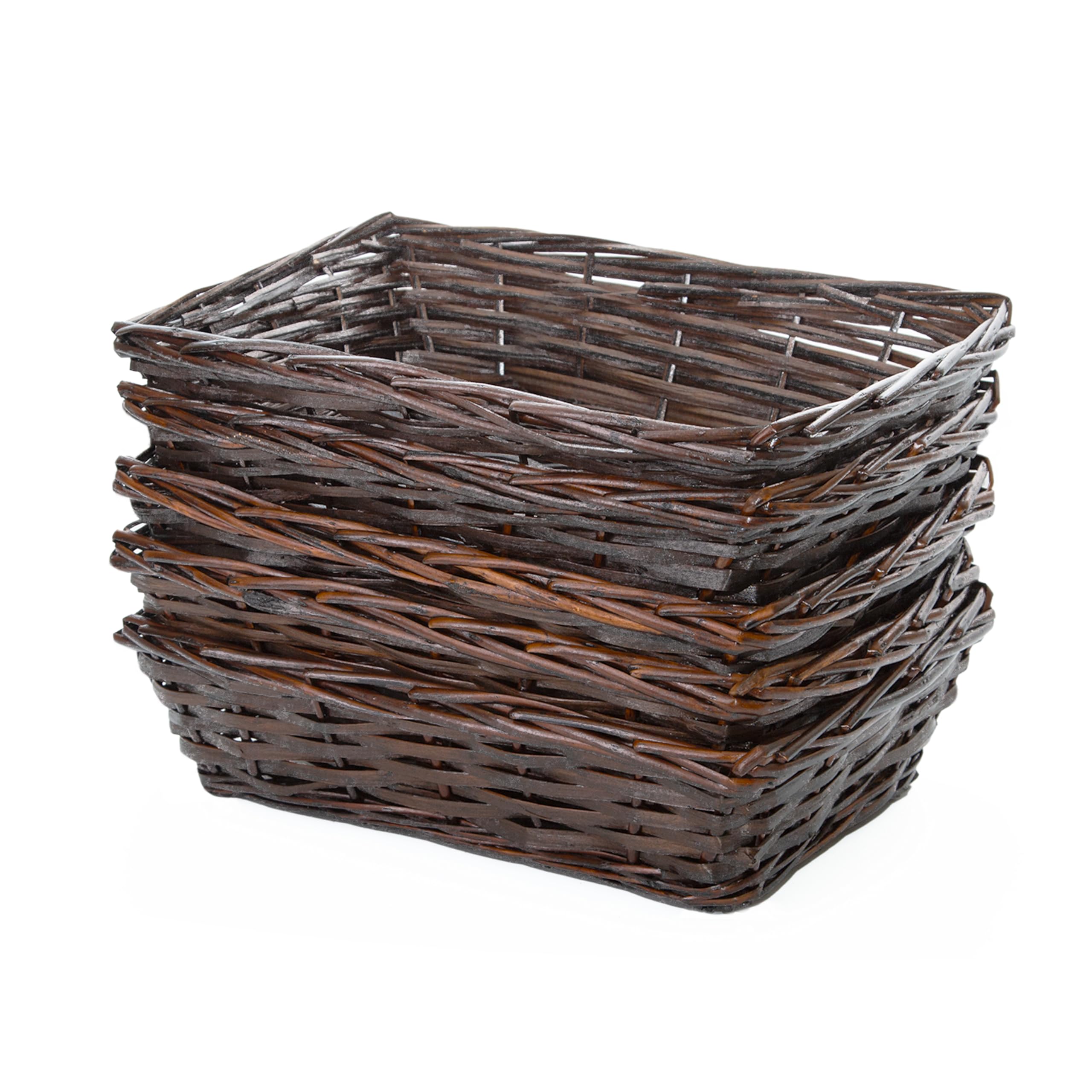 greenleaves Set of 10 Brown Wicker Hamper Trays, Small Gift Basket Trays