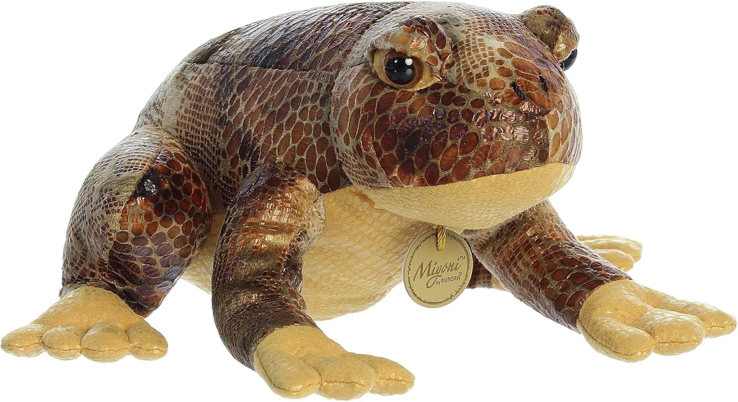 Aurora® Realistic Miyoni® American Bullfrog Stuffed Animal - Lifelike Details Make a Cherished Companion - Perfect for Decorating Bedrooms or Classrooms - Brown 11 Inches