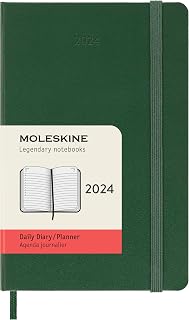 Moleskine 2024 Daily Planner, 12M, Pocket, Myrtle Green, Hard Cover (3.5 x 5.5)