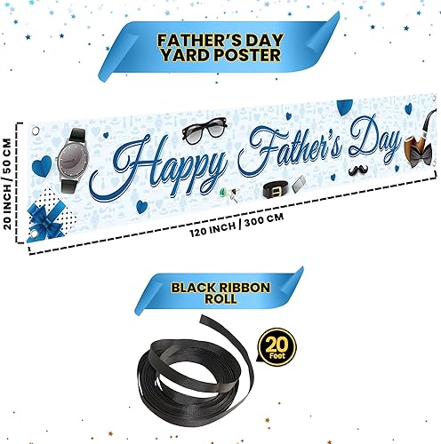 Miniatura 2 de XtraLarge - Cartel para patio, feliz día del padre, 120 x 20 pulgadas, pancarta azul feliz día del padre, decoración para el día del padre,