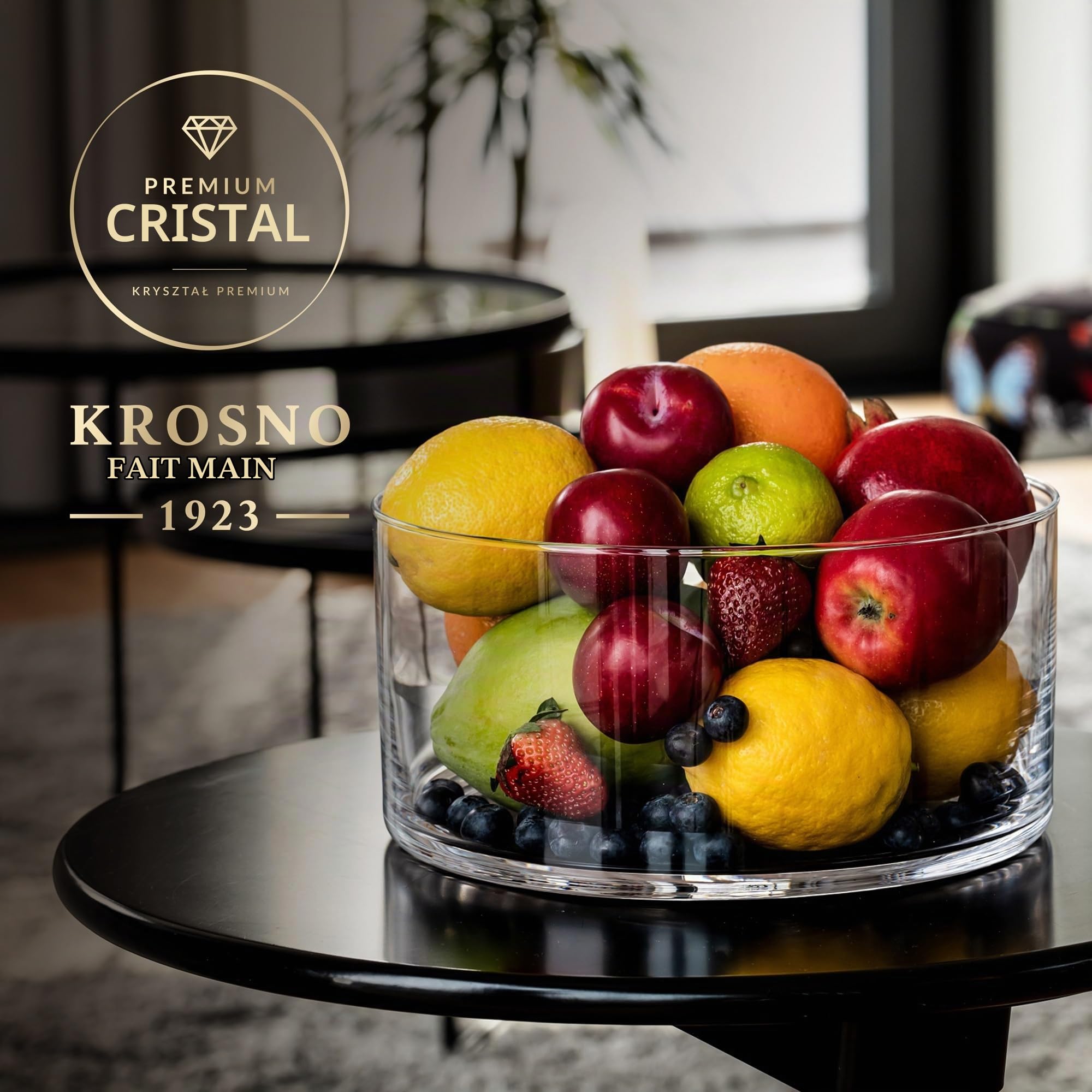 KROSNO Saladier en Verre, 24 cm, Fait à la main, Collection Glamour