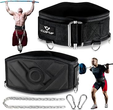 3-in-1 Weighted Pull Up Belt, Weight Lifting Dip Belt with 40.6 IN Chain & Self Locking, Weighted Gym Belt for Pull Up, Squat, Powerlifting & Deadlift, Capacity Up to 350 LBS