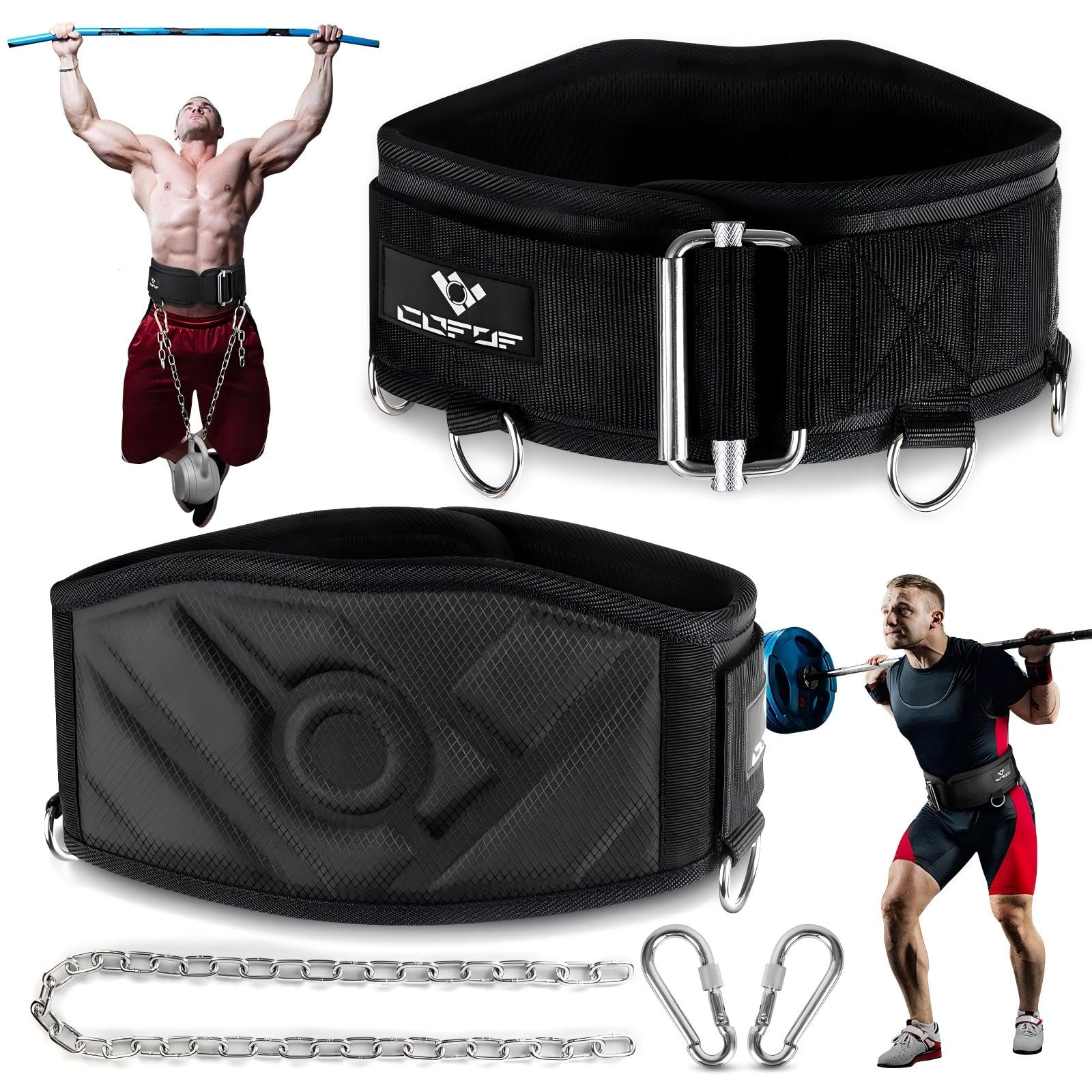 3-in-1 Weighted Pull Up Belt, Weight Lifting Dip Belt with 40.6 IN Chain & Self Locking, Weighted Gym Belt for Pull Up, Squat, Powerlifting & Deadlift