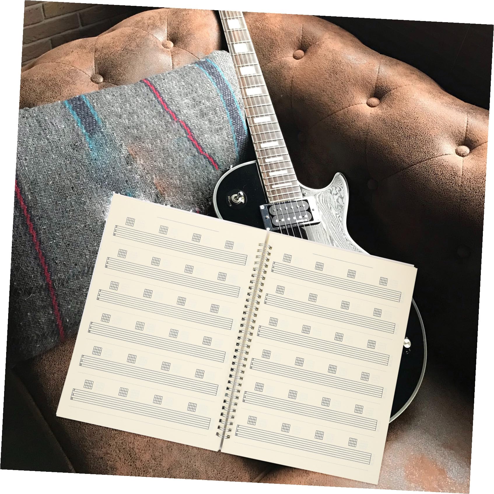 Mikinona Cuaderno Tablatura Guitarra A4 Diseño en Espiral, Resistente al Agua y Ligero, Adecuado para Principiantes Llevar en Bolsa de Guitarra al Aire Libre