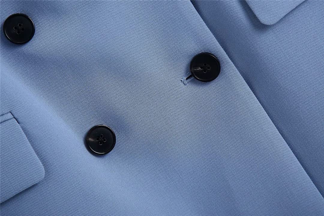 Set da donna a 2 pezzi con doppio petto e pantaloni con bottoni a risvolto a due pezzi