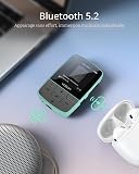 Yoton MP3 Player with Bluetooth 5.2, Expandable to 64GB, Mini Size, HiFi Music, with Sports Clip, FM Radio, Includes Headphones, Green(No TF Card Included – Insert Card to Use) - 5