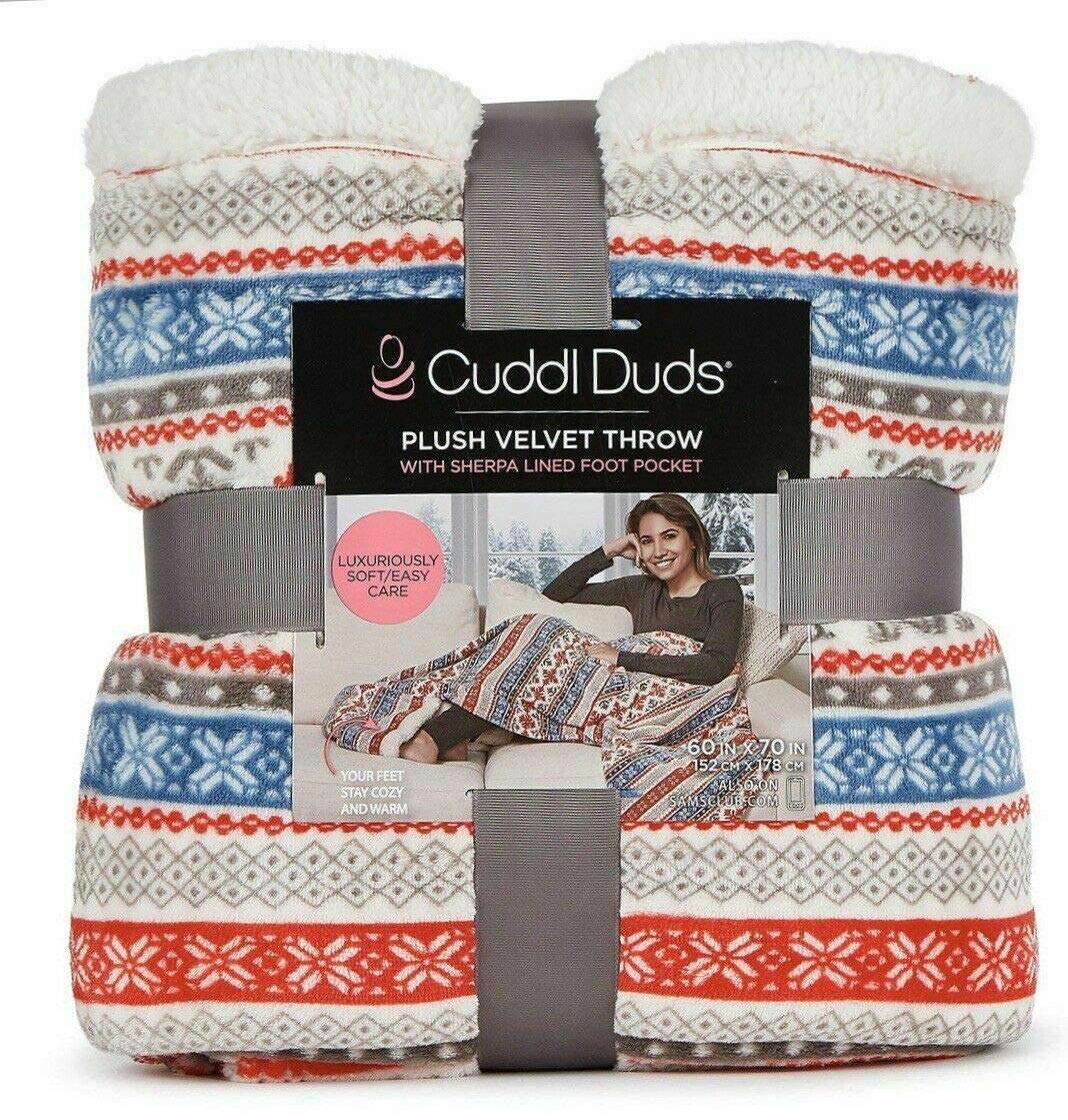 Cuddl Duds Plush Velvet Foot Pocket Throw- 60 x 70 (Red Fairisle) : Amazon.in:  Home u0026 Kitchen