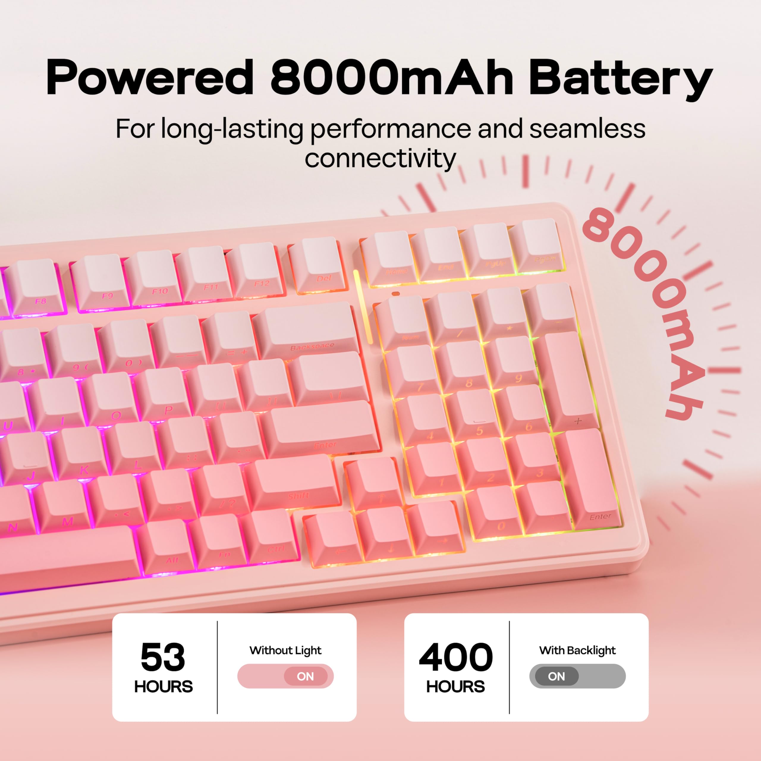 MechLands Aula F99 - Teclado inalámbrico para juegos al 96%, batería de 8000 mAh, teclado mecánico de junta cremosa, BT/2.4GHz/USB-C, intercambiable en caliente, interruptor lineal prelubricado, RGB