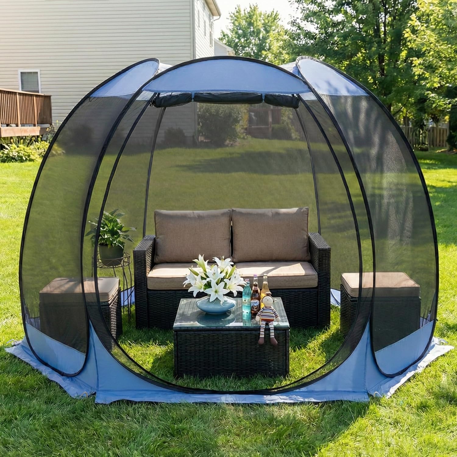 Alvantor® Pop Up Screen House Tent, Instant Outdoor Gazebo with Mosquito Netting, UPF 50+ Sun Protection Portable Canopy Shelter for Patio Backyard Camping for 2-12 People