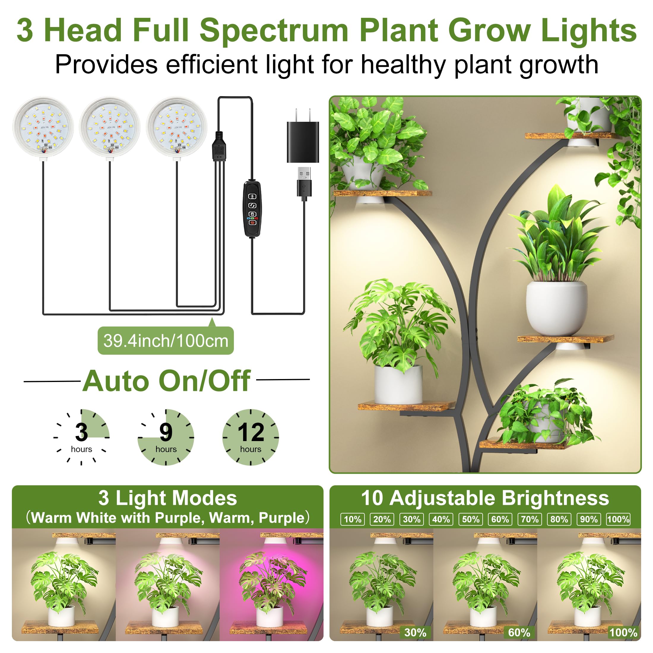 WIWIDRM Support Pour Plantes D'intérieur Avec Lampe De Croissance