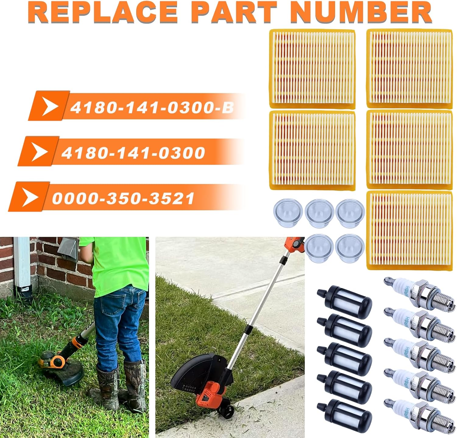5PCS Air Filter Tune Up Kit for Stihl FS91 FS91R FS111 FS111R FS111RX FS131 Weed Eater FC91 FC96 FC111 Edger KM91R KM111R KM131R HT103 HT133 String Trimmer Brush Cutter Parts 4180 141 0300