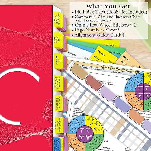Miniatura 3 de Pestañas de libro del Código Eléctrico Nacional (NEC) actualizadas 2023, 140 pestañas de índice codificadas por colores y laminadas, con calcomanías