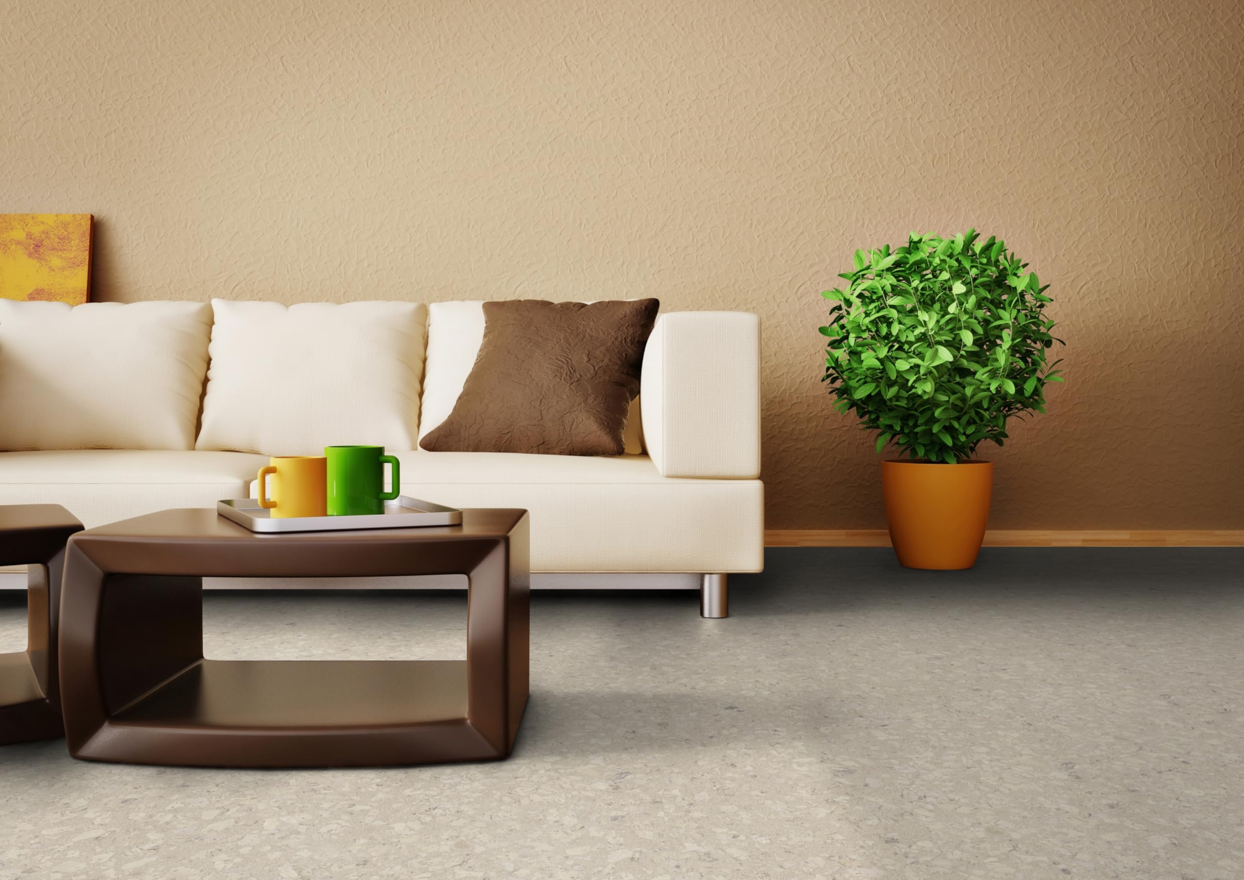 1 Paket (1,95m²) Korkboden zum klicken, Korkboden mit Trittschalldämmung, Korkfertigparkett, Korkklickboden gefärbt, Korkboden in creme, Korkfertigparkett eingefärbt und endversiegelt - Ara creme