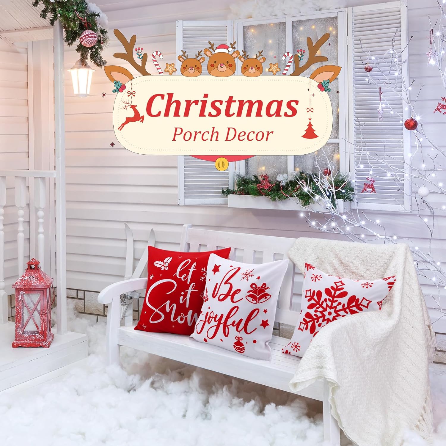 Hosuly 9 Pieces Christmas Pillow Covers 18 x 18 Inch Home Decorations Tree Cushion Throw Pillow Cases for Farmhouse Sofa Holiday Decor (Classic)