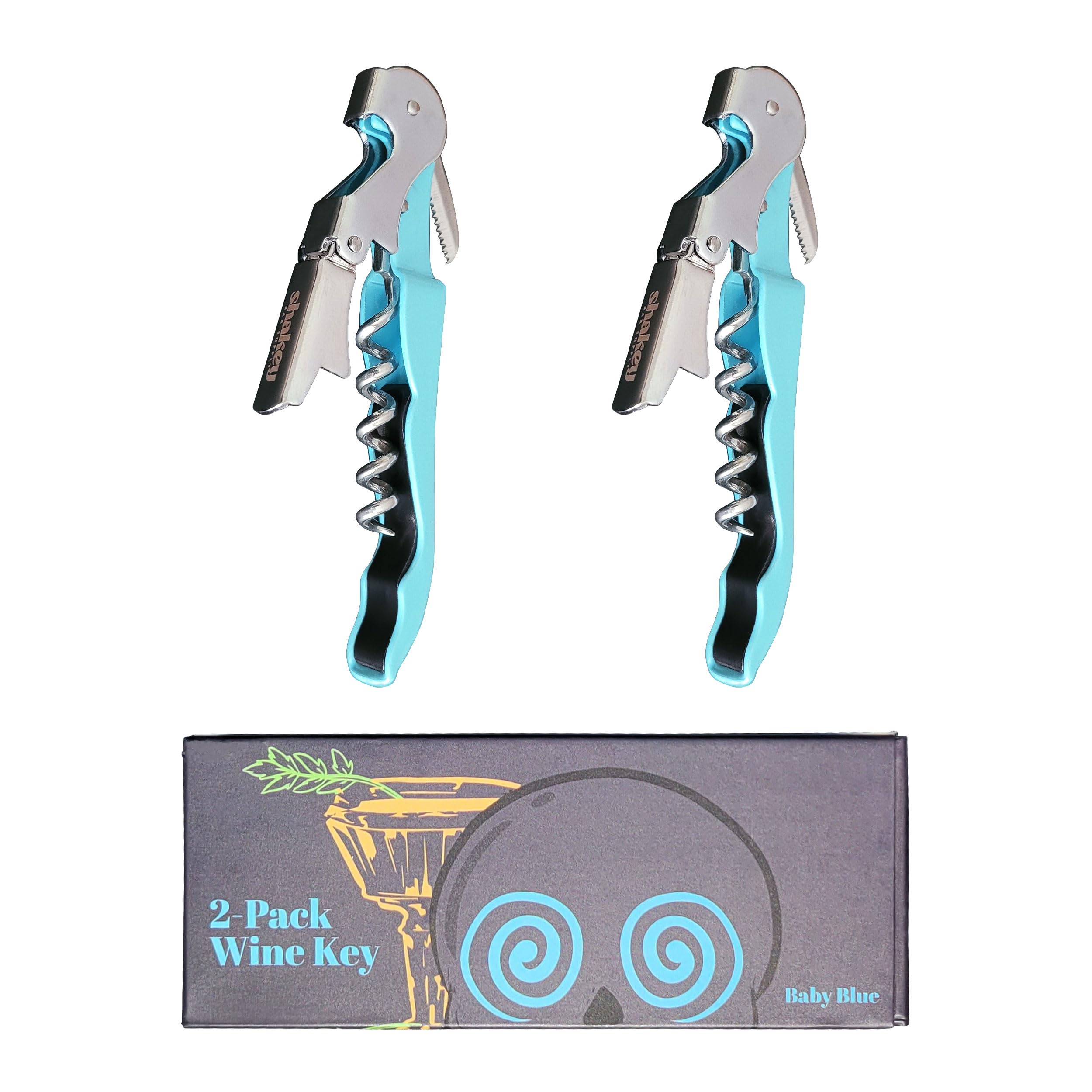 Shakey Wine Key! - Professional Waiter's Corkscrew Wine Bottle Opener with Foil Cutter (2-Pack)