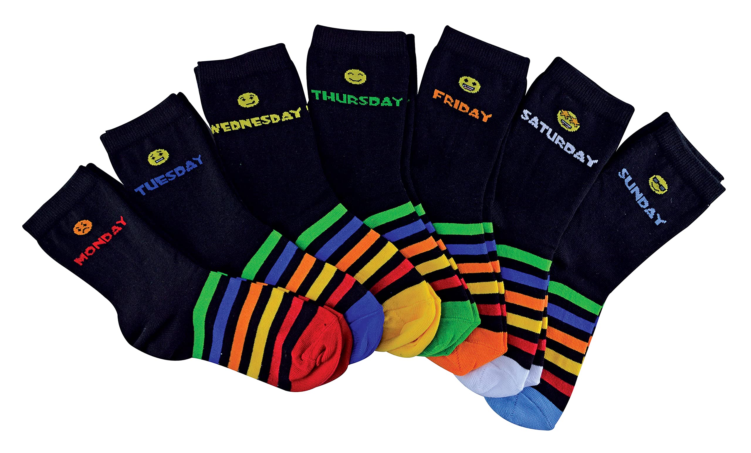 Sock Snob 7 Pack Kids Novelty Days Of The Week Socks Ideal For School - Blue / 9-12