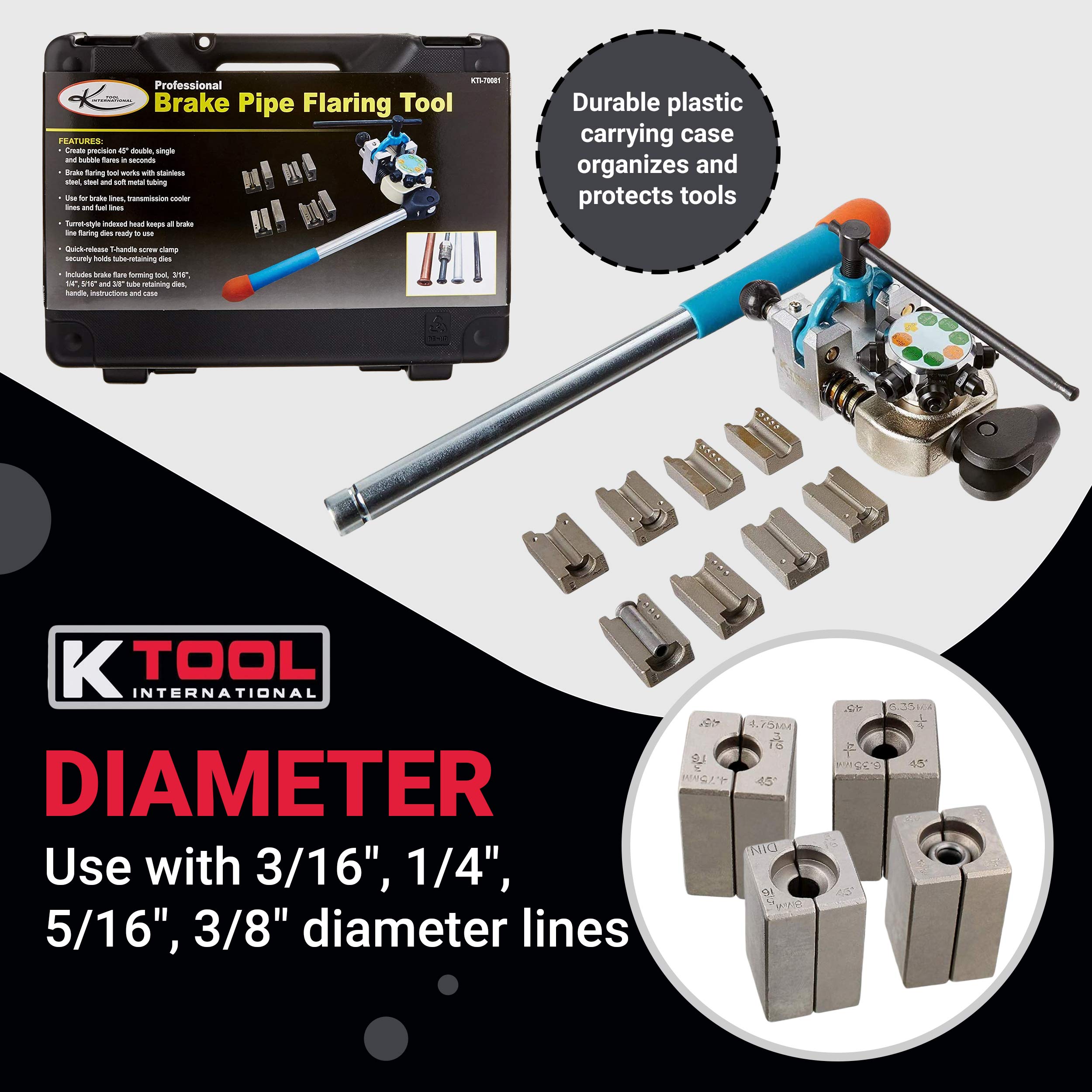 K Tool International Brake Line Flaring Tool, 45 Degree Set. Single