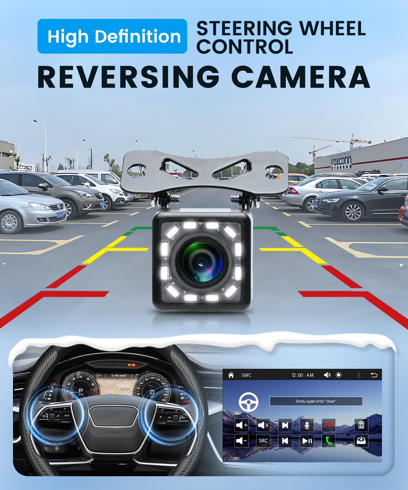 sans Fil Carplay Autoradio 1 Din avec You-Tube sans Fil Android Auto iOS/Android Mirror Link 7 Pouces Écran Tactile Autoradio avec Bluetooth FM Radio USB/AUX/EQ Commande au Volant Caméra de Recul