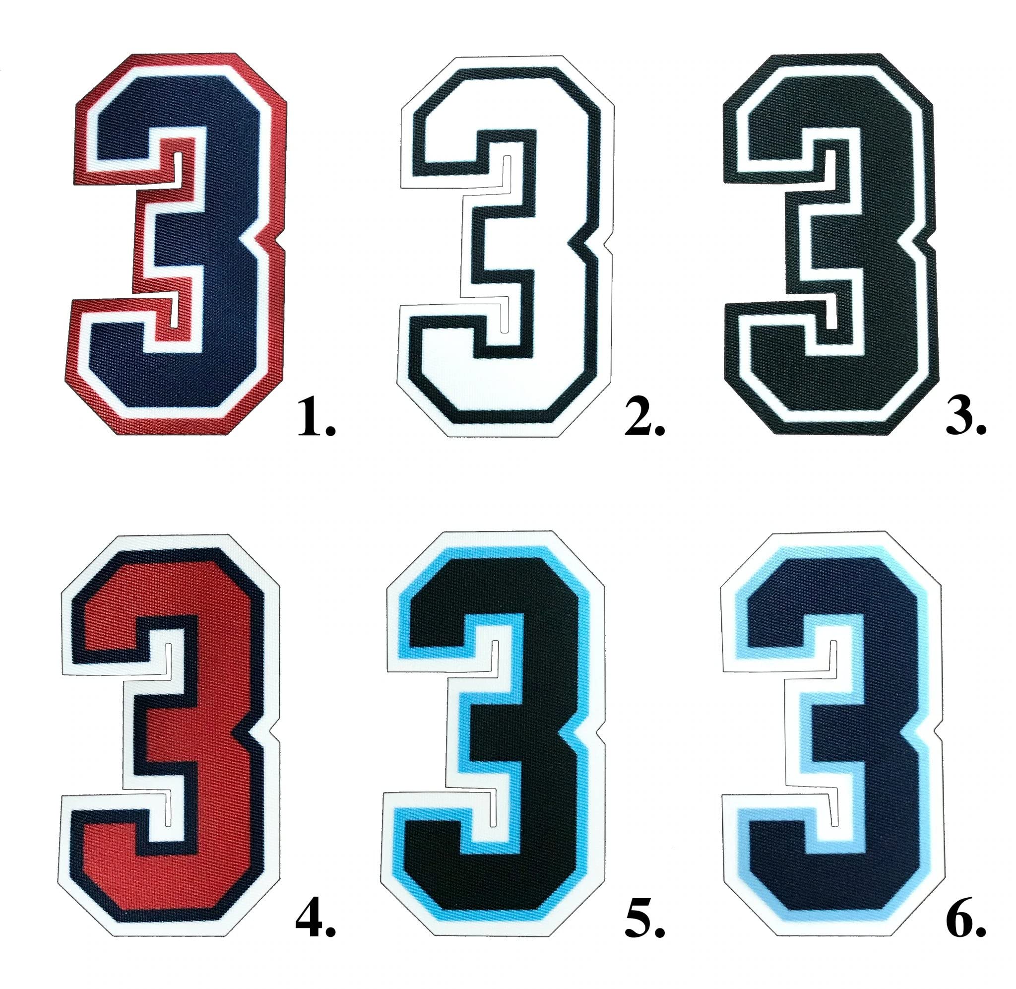 Smitty | 3" Umpire Numbers | 0-9 | Iron On or Sew On for Athletic Shirts | Sports Jersey | Football | Baseball | Basketball | Elite Quality! (1. Navy/White/Red, 3)