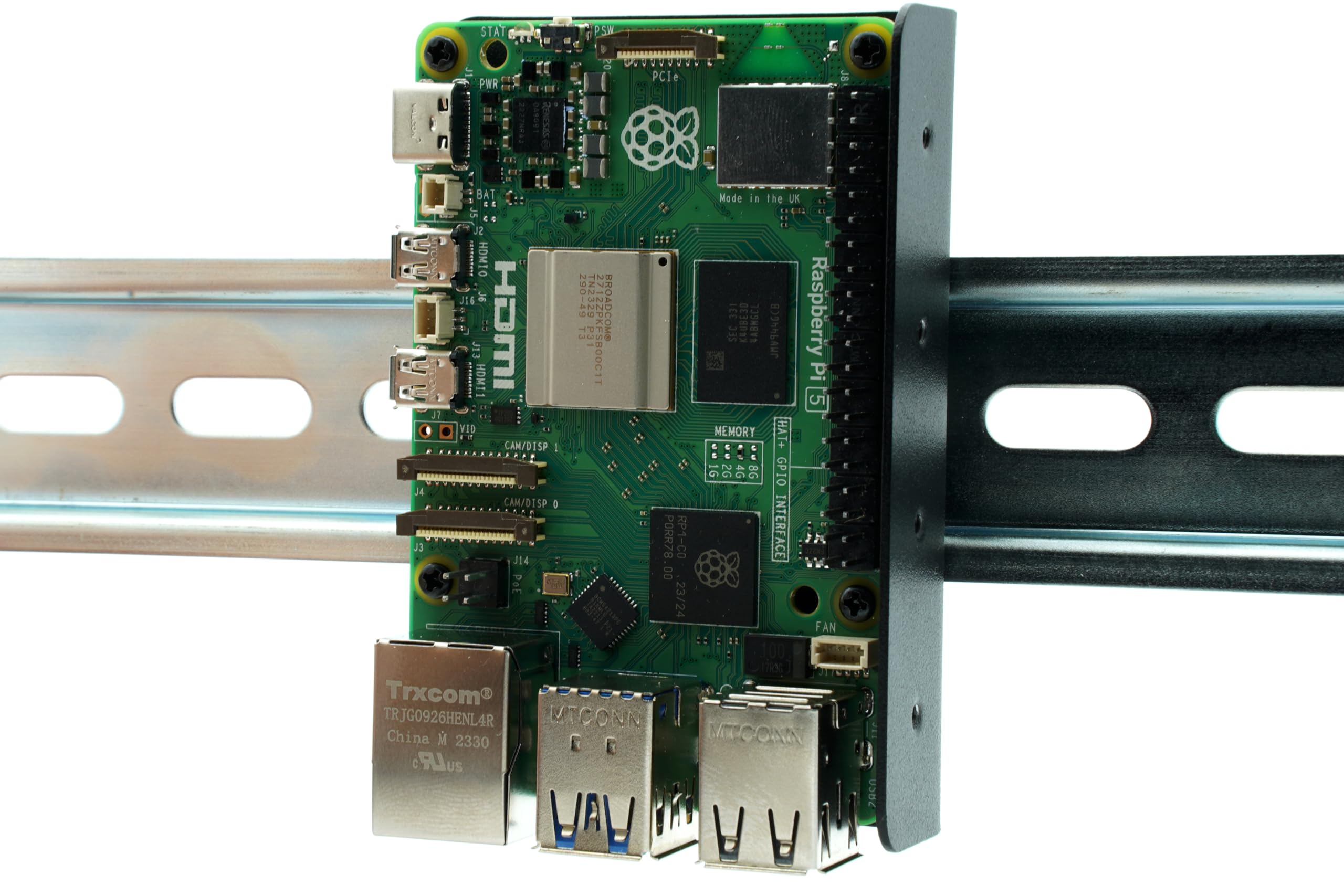 KKSB Cases Raspberry Pi - Soporte para carril DIN compatible con Raspberry Pi 5, 4B, 3B y otros SBC con el mismo patrón de agujeros de tornillo, acero con recubrimiento en polvo, 6 posiciones de