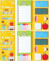 Vista 12 de Xqumoi 12 Pack Teaching is A Work of Heart Sticky Notes Set - Ruler Blackboard Pencil Apple Shape Self-Stick Note Pads Teacher Appreciation Gift