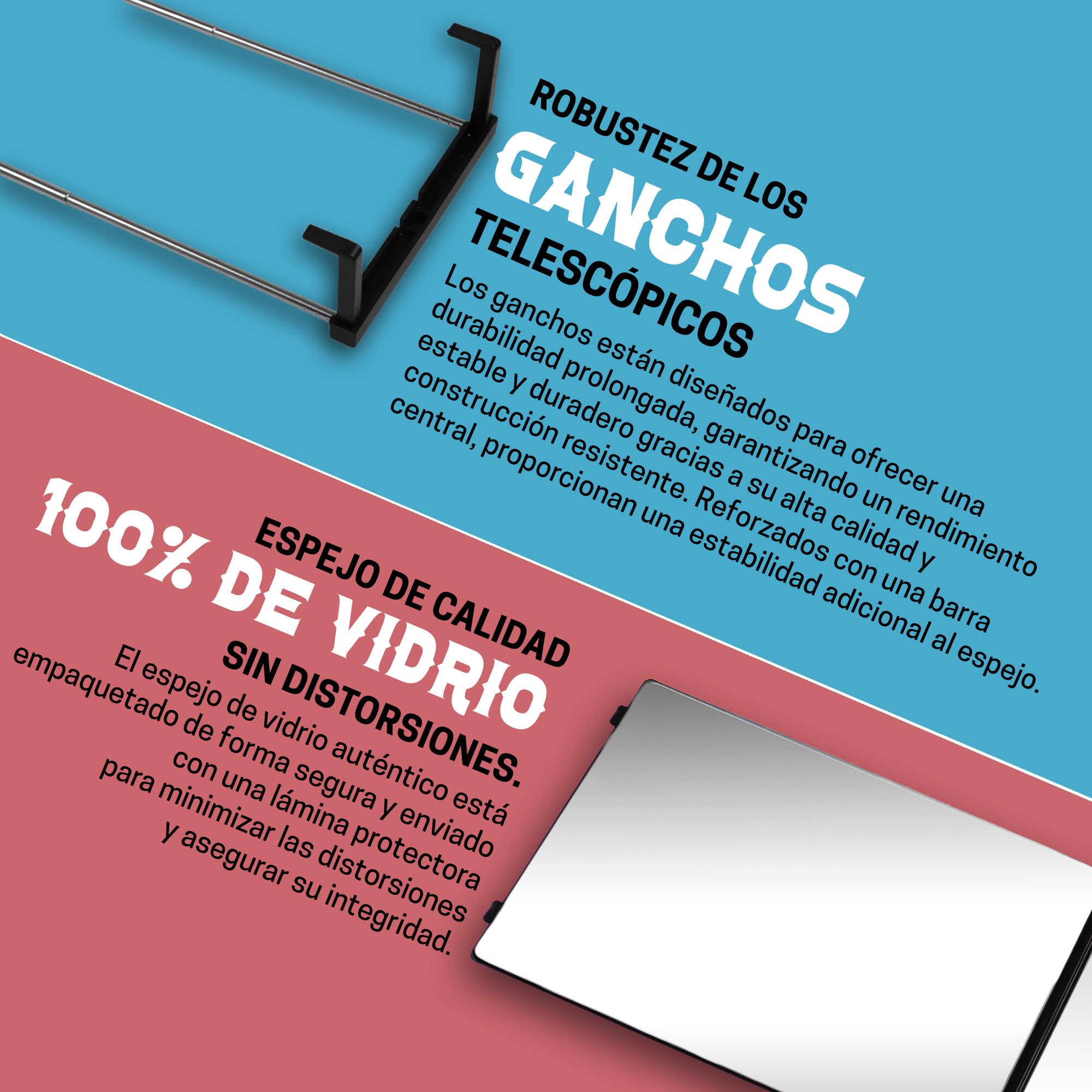Espejo de 360 grados con Ganchos Telescópicos Ajustables para Cortes de Cabello para Hombres