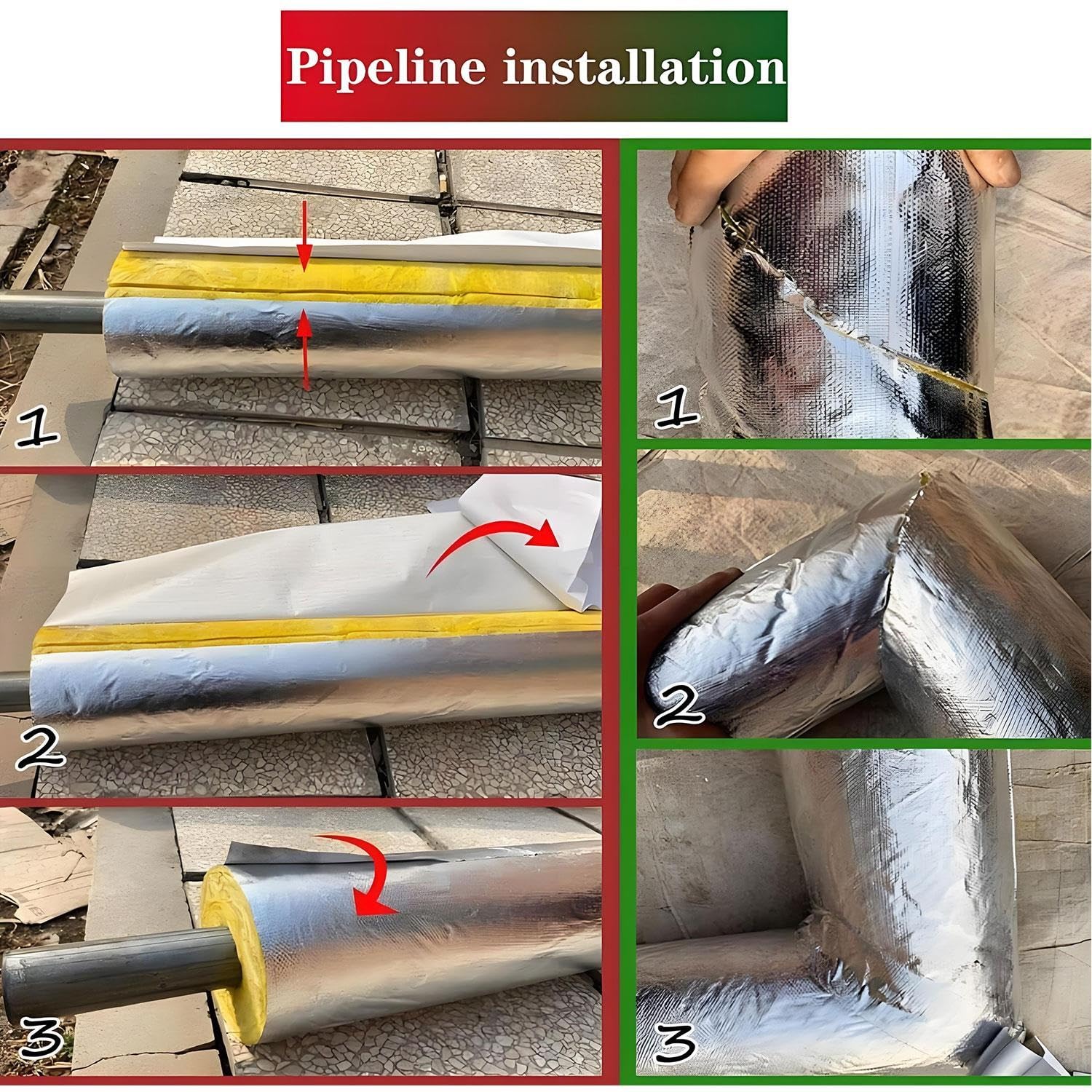 1m Isolante Per Tubature Coppelle In Lana Di Roccia Con Alluminio Guaina