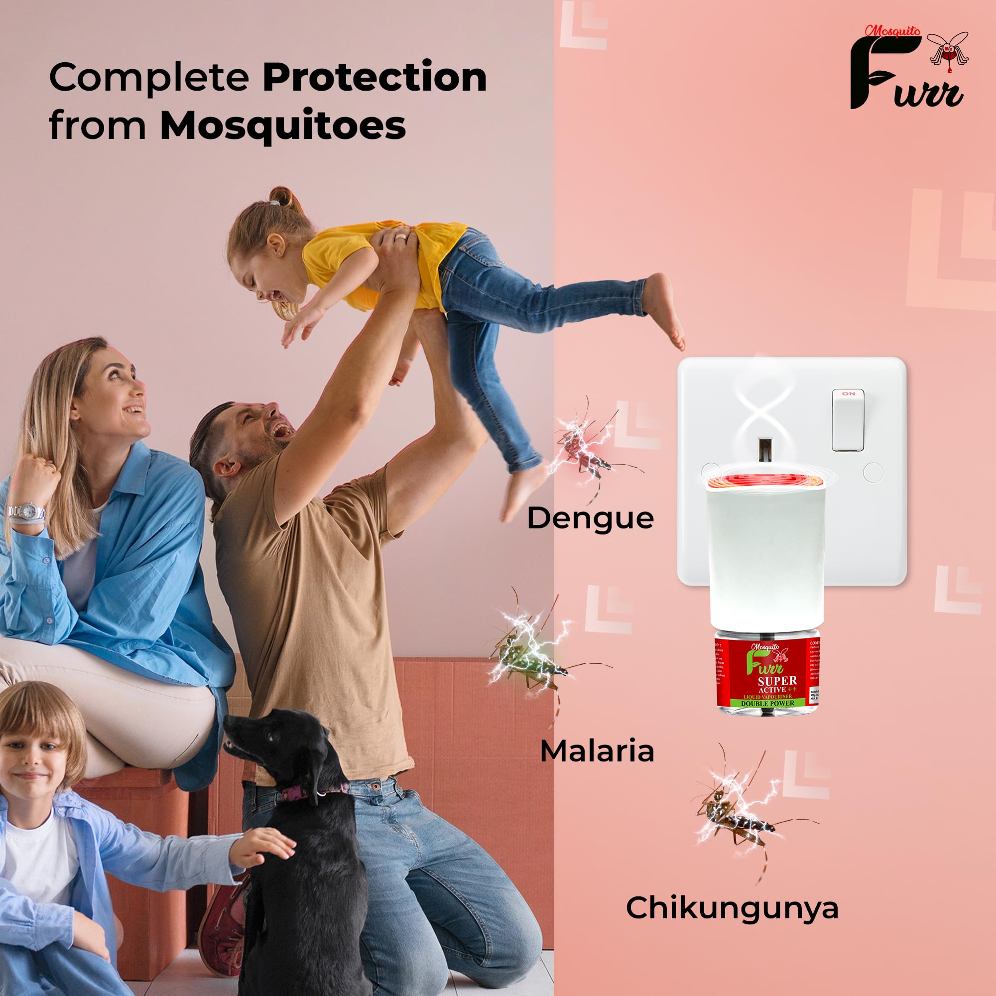 MOSQUITO FURR Mosquito Repellent Liquid Vaporizer 45ml | Pack Of 4 Mosquito Vaporiser Refill With Machine 2