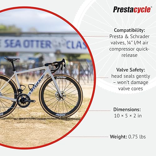 Miniatura 5 de Prestaflator - Inflador de neumáticos para bicicleta, herramienta de compresor de aire Presta & Schrader, funciona con neumáticos sin cámara y