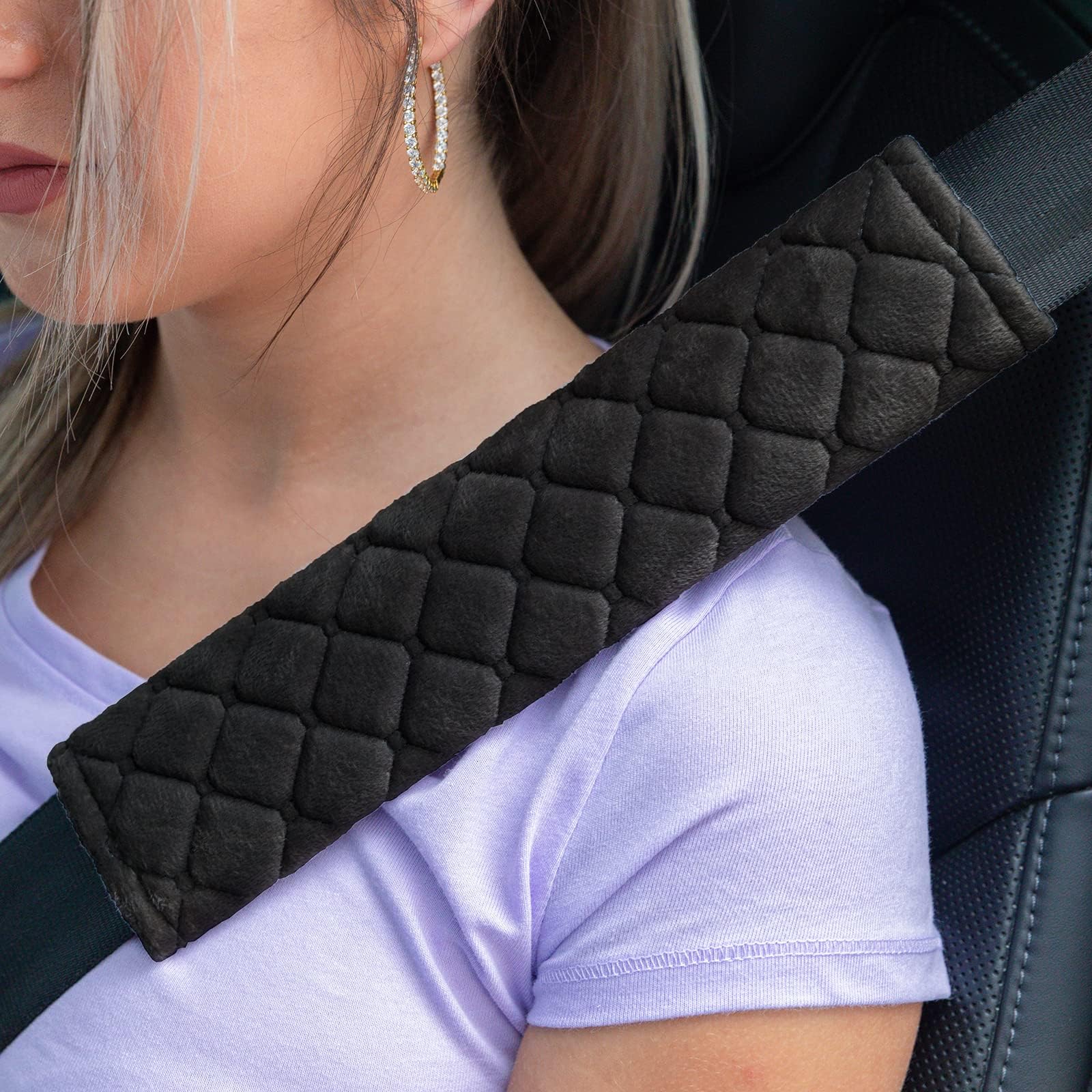 Mosebears 2Pcs Car Seat Belt Cover Pads, Shoulder Seatbelt Pads Cover, Safety Belt Strap Shoulder Pad for Adults and Children(Black)