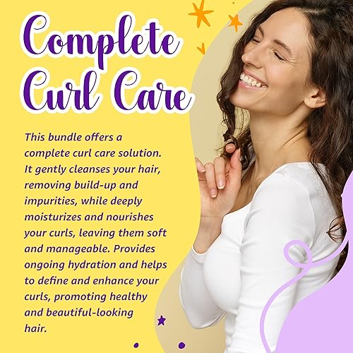 Miniatura 3 de Set de champú y acondicionador humectante sin enjuague, kit de cabello rizado, nuez de macadamia, paquete de 3 productos que incluye bobinas