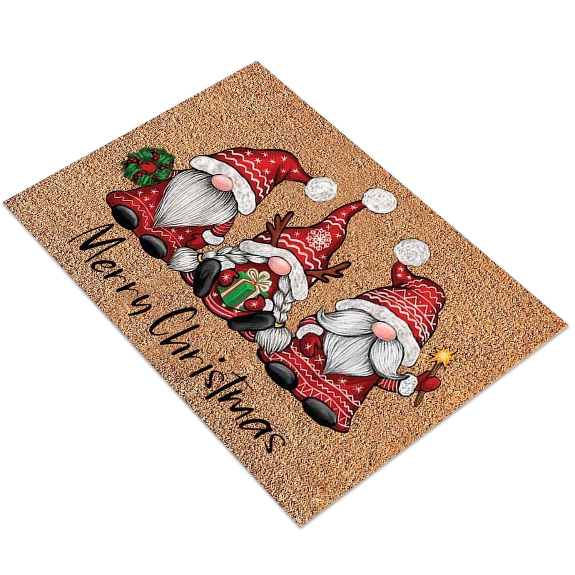 Alfombra navideña para Puerta, Alfombra navideña de 24x16 Pulgadas, Antideslizante, para Puerta de gnomo de Feliz Navidad, de Entrada de Terciopelo para Decoraciones navideñas