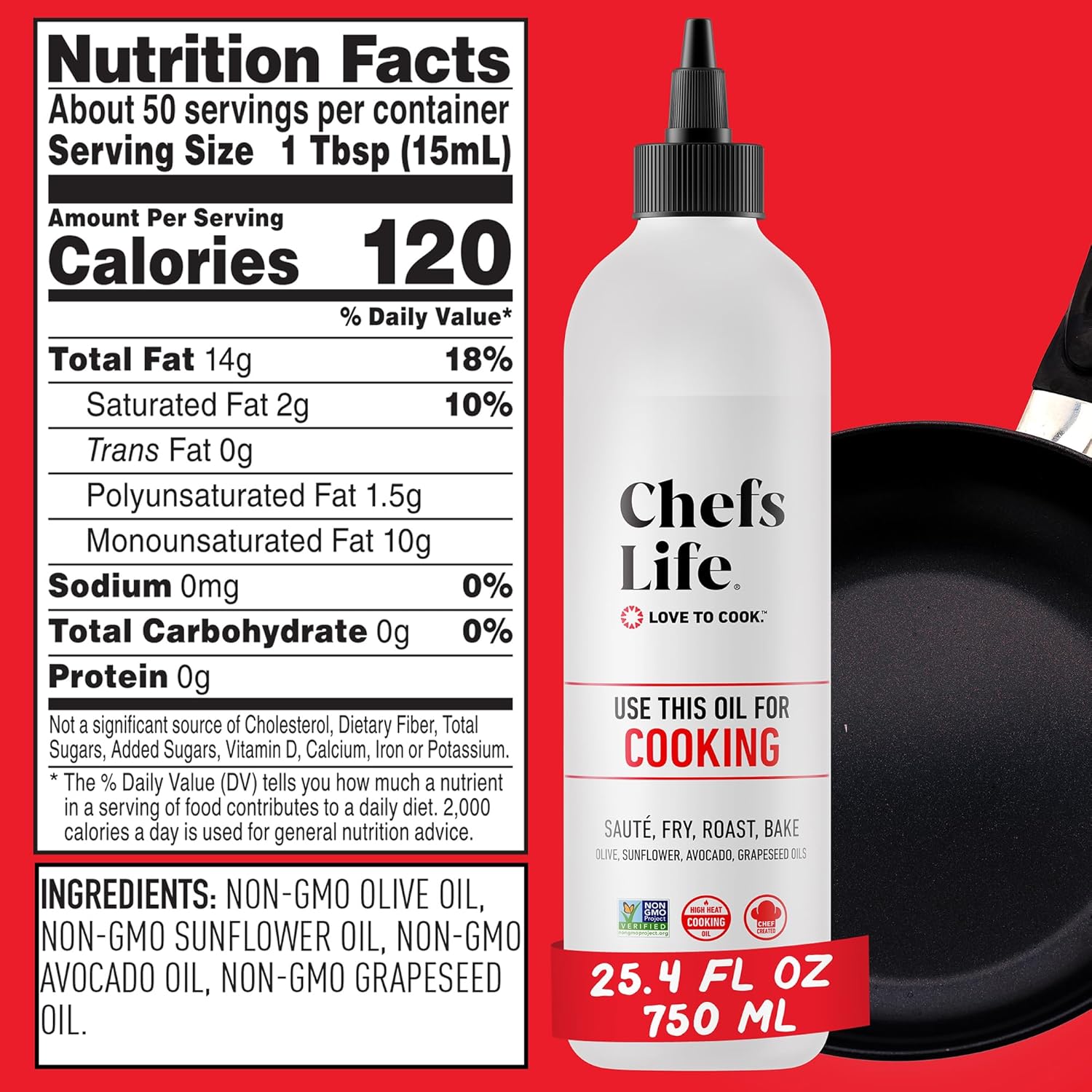 Chefs Life Cooking Oil & Finishing Oil 2 Pack - Extra Virgin Olive and Avocado Oil, Gift Set for Dipping, Dressing, Cooking, Non GMO - 16.9 Fl Oz (2 Squeezable Bottles, Gift Set)