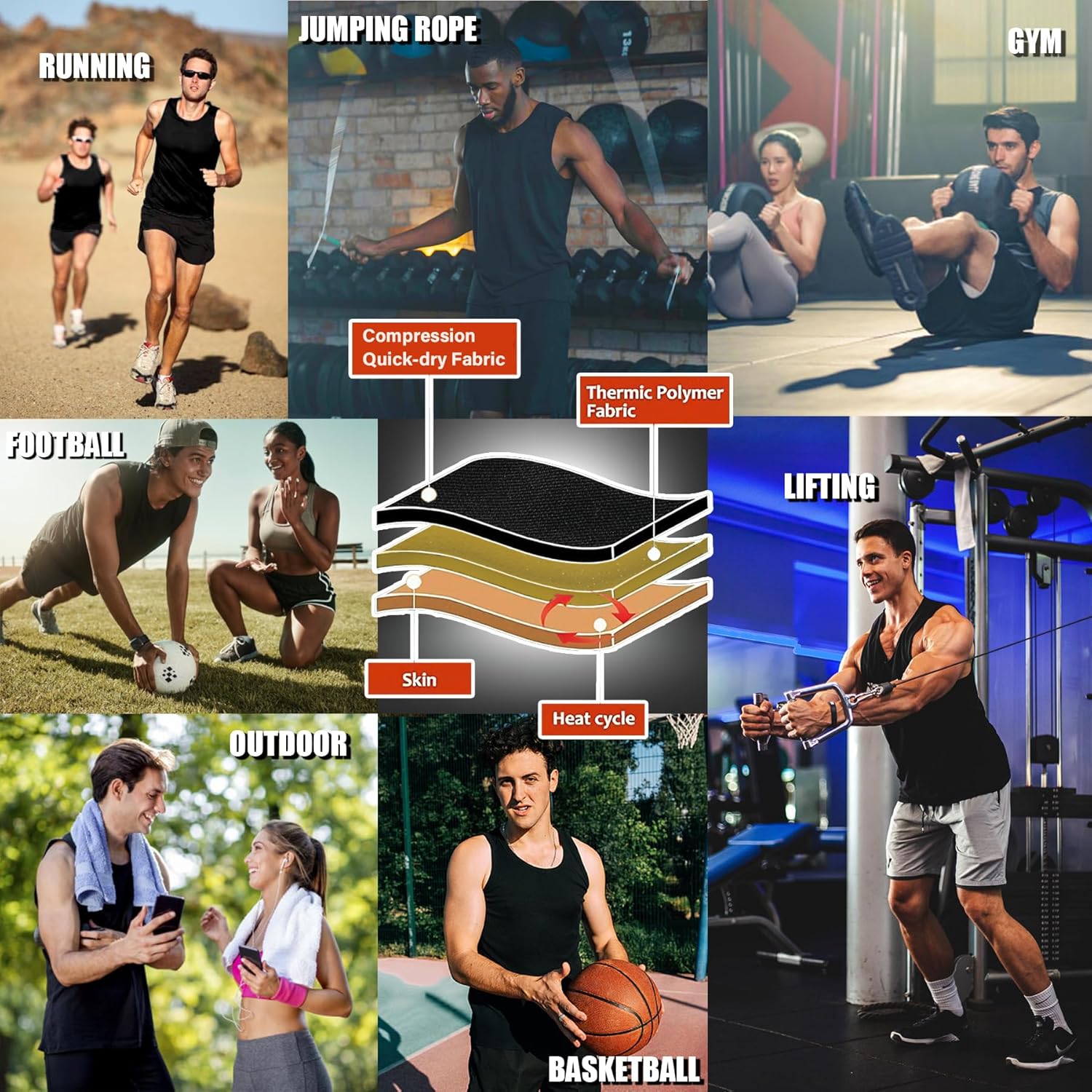 Sauna Vest for Men Waist Trainer, Sleeveless Mens Sweat Sauna Suit Shirt Compression Tank Top - Image 5