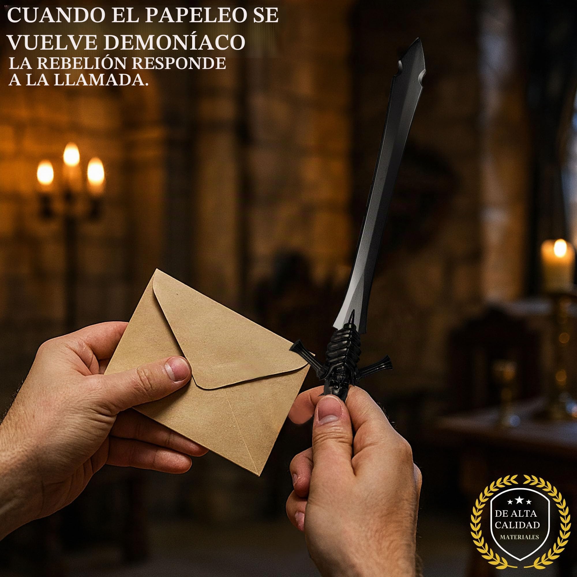 Devil May Cry Dante Espada "Rebelión" Abrecartas XL 30 cm | Réplica de metal de DMC en fundición a presión de zinc | Legado de Sparda Artículo de decoración para juegos | Artículo de colección y