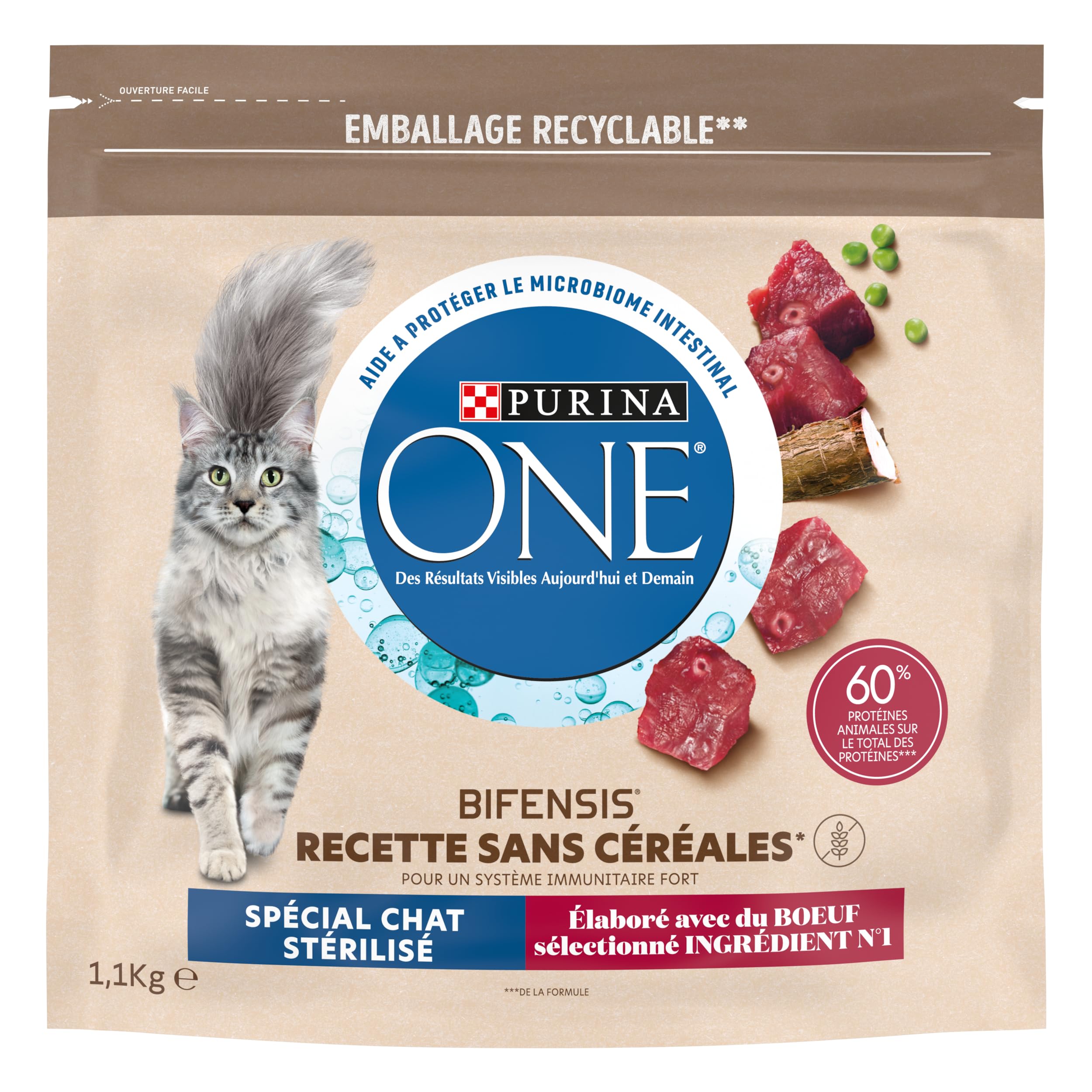 PURINA ONE Adult No Crereals wołowina 1,1kg karma dla dorosłych kotów - zestaw 6 szt