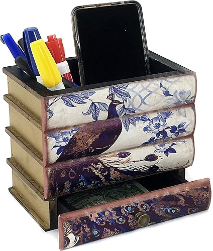 Miniatura 7 de Bellaa 22494 Portalápices para teléfono celular, organizador de escritorio, oficina, contenedor, taza, multiusos, envejecido, retro, rústico,