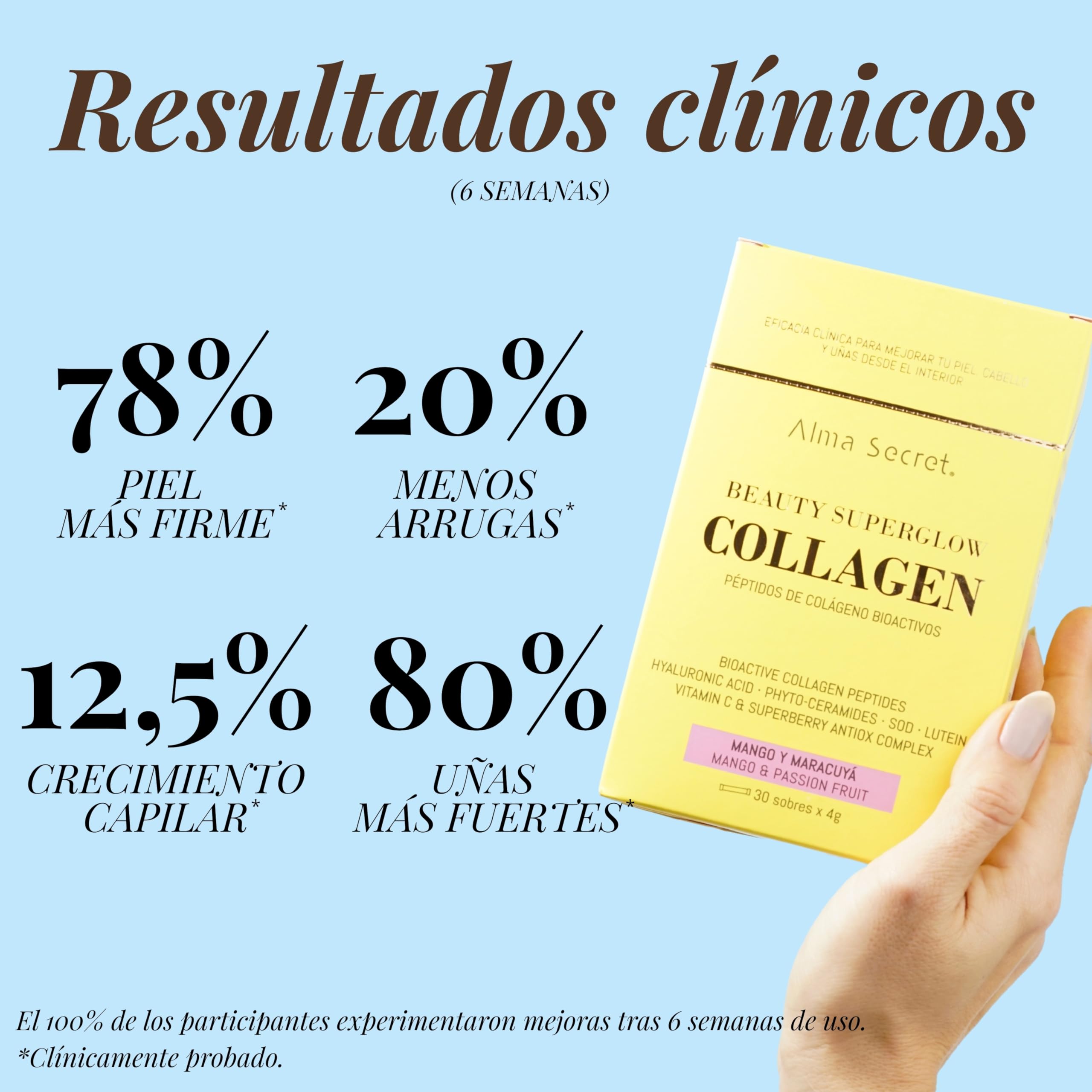 Colágeno Hidrolizado Puro con Ácido Hialurónico Piel Uñas Cabello - Sabor Mango Maracuyá - Suplemento Antiedad Firmeza Elasticidad Hidratación Antioxidante Belleza Natural Sin Azúcar Sin Gluten