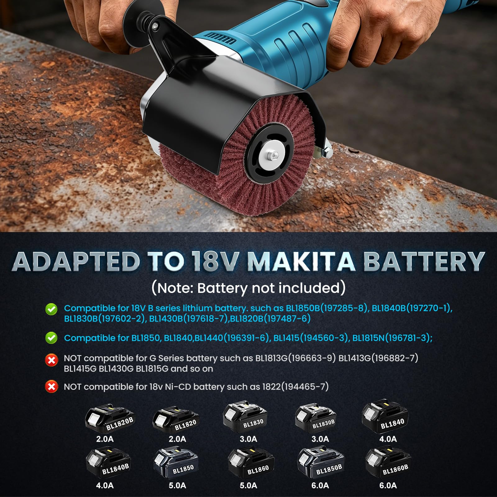 Satinatrice a Rullo Compatibile con Makita 18V, Levigatrice a Spazzola per Legno con Rullo Satinatore, Motore Brushless 8500RPM, 3 Velocità per Ristrutturazione e Finitura Superfici (Senza Batteria)