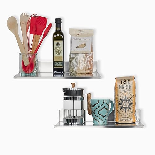 Miniatura 4 de Wallniture Estante de cocina duradero de acero inoxidable de 15.75 pulgadas para restaurantes, negocios y restaurantes (2) (