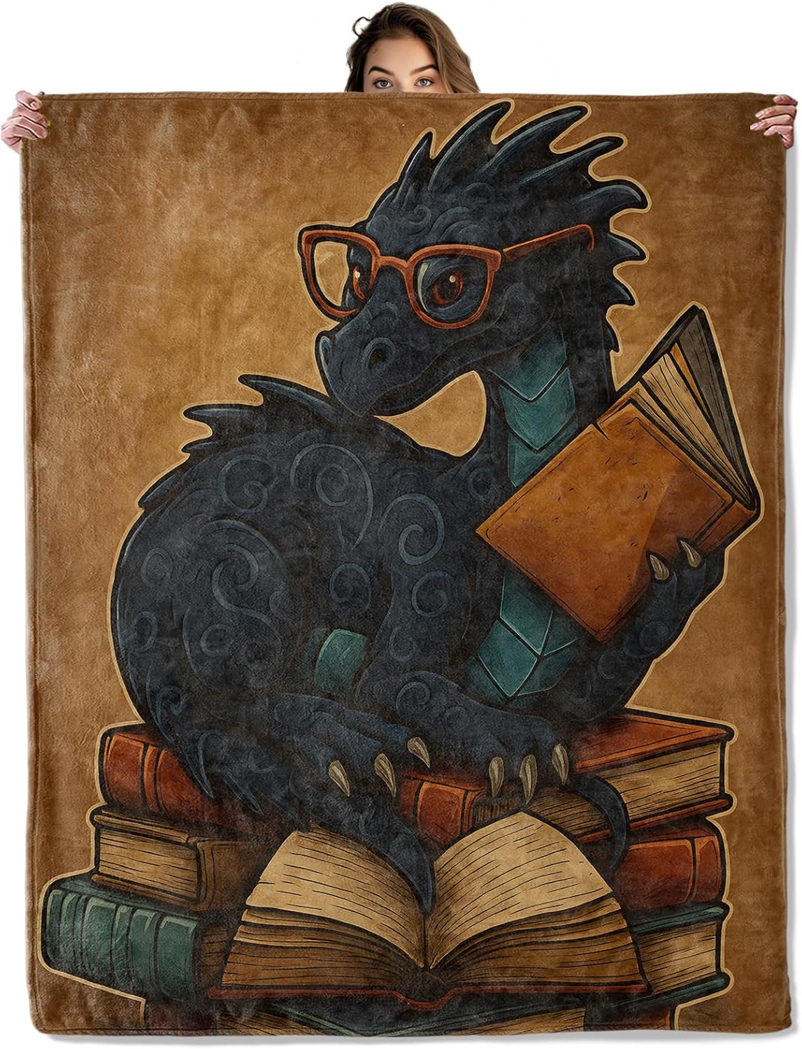 Funny Book Dragon Blanket 50×60 in, Flannel Throw Blankets for Travel Camping Sofa Living Room Decor, Lightweight Cozy Soft Fuzzy Gifts for Women Adults Kids