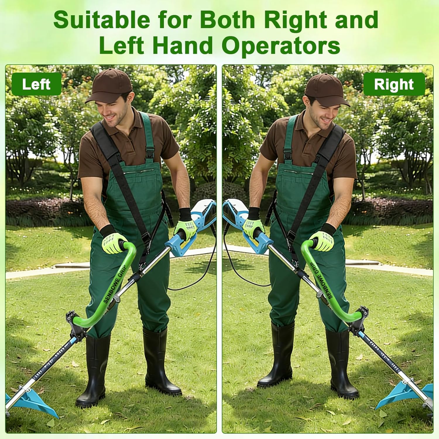 𝐔𝐩𝐠𝐫𝐚𝐝𝐞𝐝 Weed Eater Handle, Ergonomic String Trimmer Grip Extension Back Saver,with Adjustable Shoulder Strap, -Universal Weedeater Handle for Lawn Care, Landscaping, Grass,Trimming (Green)