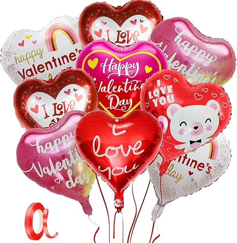 GYIPFIPA Globos para el día de la madre, 18 globos con forma de corazón, decoración romántica para el día de San Valentín, noche especial, globos de